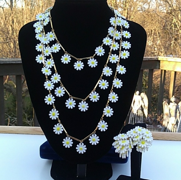 NOS '40s VINTAGE GoldBar Link Daisy Chain Earring - Picture 8 of 8